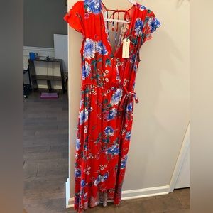 Band of Gypsies Floral Ruffle Bottom Dress